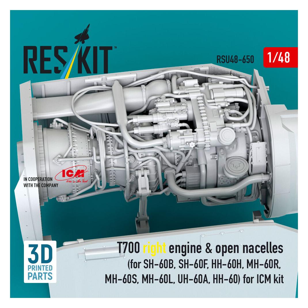ResKit T700 right engine & open nacelles (for SH-60B, SH-60F, HH-60H, MH-60R, MH-60S, MH-60L, UH-60A, HH-60 (Ersatzteile) (RSU48-0650)