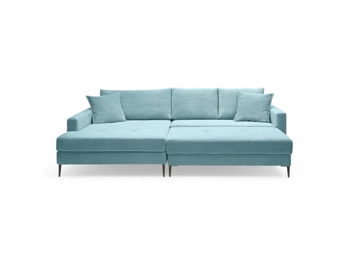 Trendstore Hilary Ecksofa in Cord mit Megahocker - Cord Zoom lagoon - links Modern
