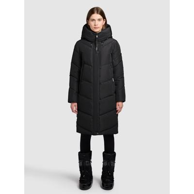 Steppmantel KHUJO "JANGE", Damen, Gr. XS, schwarz, 100% Polyester, unifarben, loose fit knielang, eingesetzt elastischer Bund, Mäntel Steppmantel