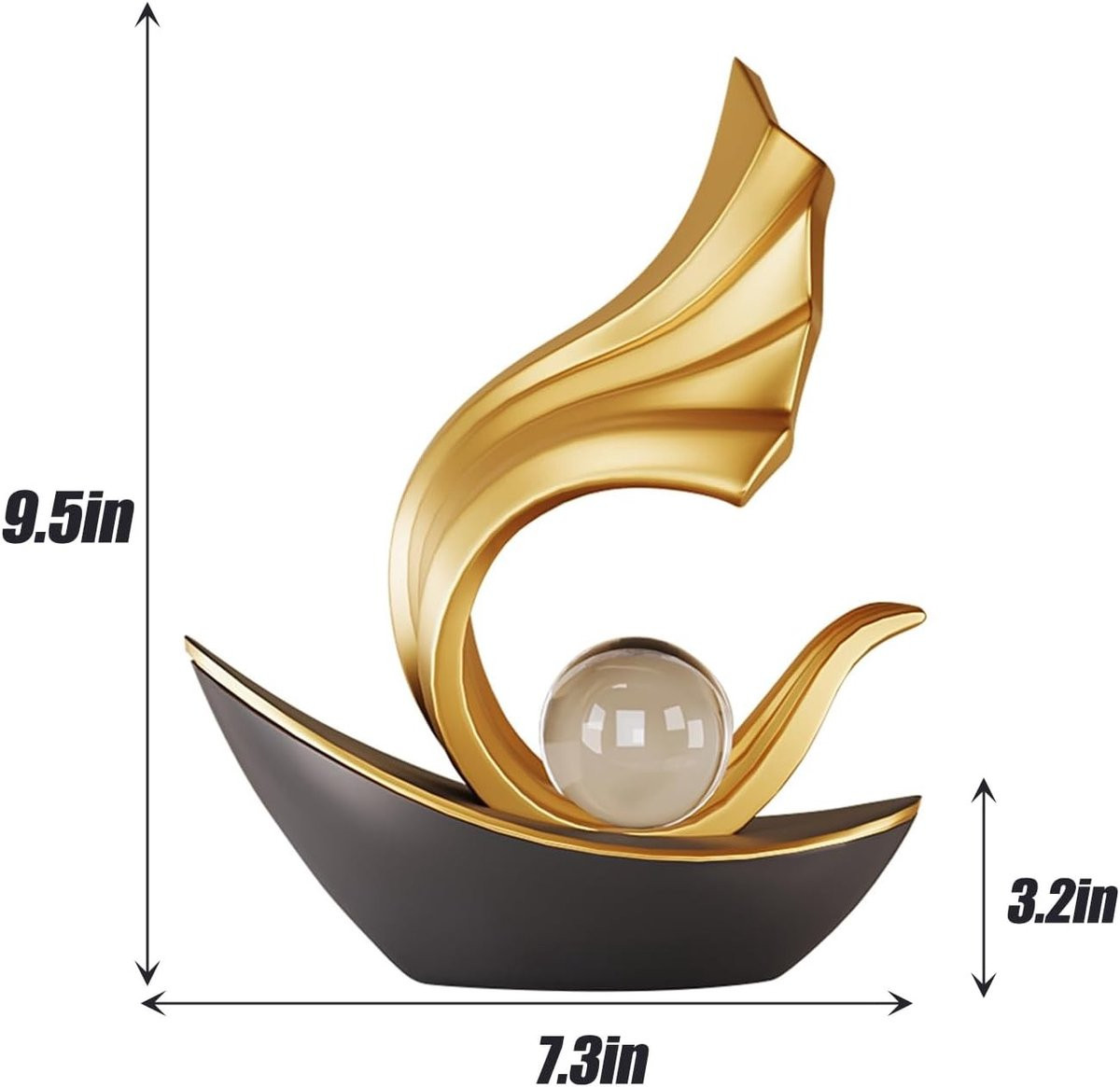 Moderne nautische zeilboot sculptuur - Abstract kunststandbeeld voor decoratie in zwart