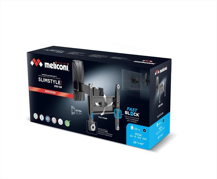 Meliconi Supporto Tv Slimstyle Plus 200 Sr 25 Kg-nero