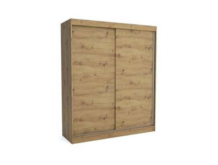 Brent - Kleiderschrank Schiebetüren Emily, 180cm Breit, Schlafzimmerschrank mit 1 Kleiderstange und Einlegeböden für Kleidung, Kleiderschrank Artisan Eiche