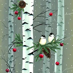 Servietten BIRCH & BIRDS (LB 33x33 cm) - LB 33x33 cm