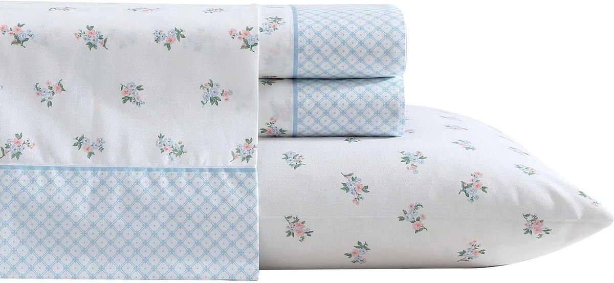 Harperette Lakenset van Percal Katoen - Blauw - Full