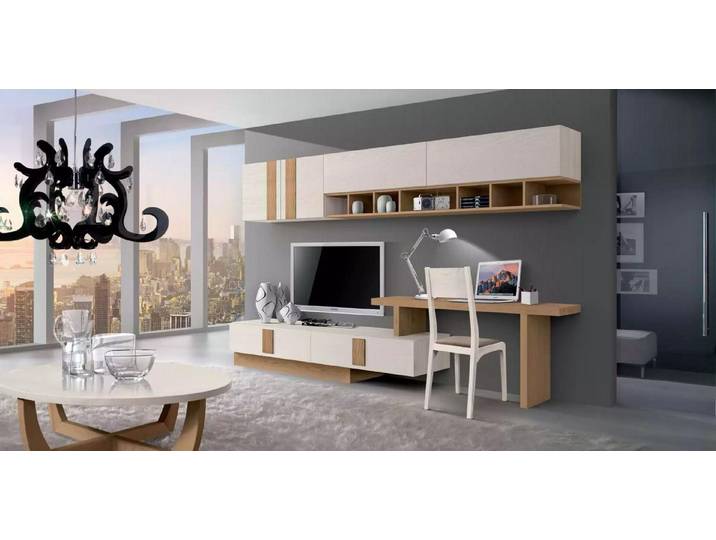 Xlmoebel Wohnwand Braunes Wohnzimmer-Set mit TV-Schrank und modernem Stuhl, (2-St., Wohnzimmer Set (Wohnwand + Stuhl), Hergestellt in Europa