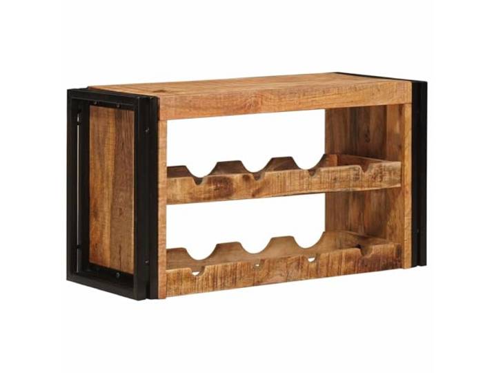 Weinregal Braun 80x45x33cm Massivholz Mango Wandständer Industrial Design, Eisenrahmen, Kapazität, Wandmontage, Pflegeleicht, rustikaler Charme