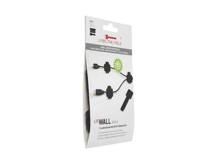 Label the cable Selbstklebende Klettkabelhalter Schwarz 10 Stück