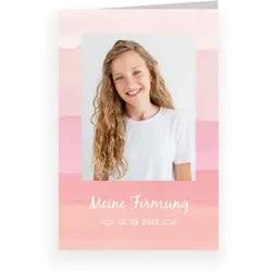 Einladungskarte Firmung: Kleine Fische mit Foto in Rosa