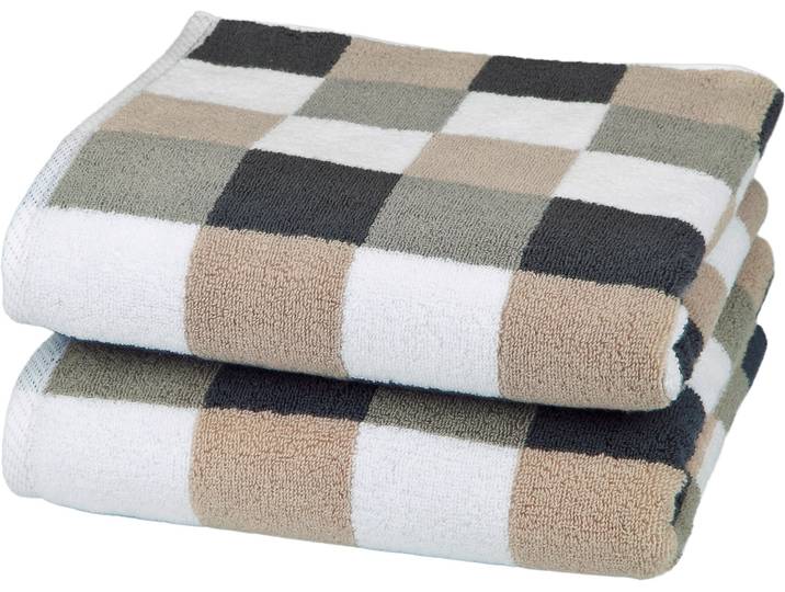 Handtücher ROSS Würfelfond , grau (anthrazit, flanell, cappuccino, weiß), B:50cm L:100cm, Frottier, Baumwolle, Handtücher, Handtücher, 100% Baumwolle