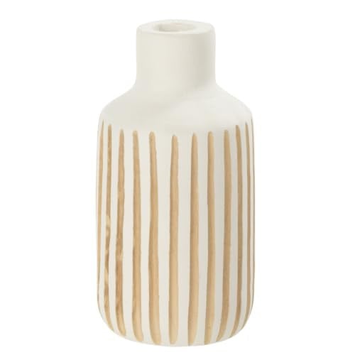 J-Line Vaas Ying Hout Wit Small - Hoogte: 33 cm