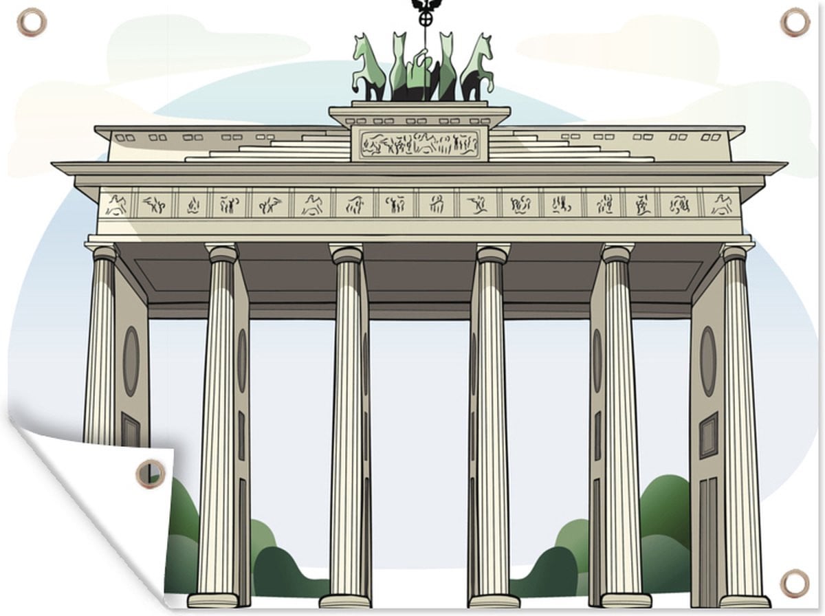 Tuinposter Brandenburger Tor Berlijn - Tuindecoratie Illustratie - Breedte: 80 cm, Hoogte: 60 cm