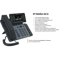 Gequdio IP Telefon GZ-6 mit Netzteil - mit WLAN und Bluetoot, Telefon