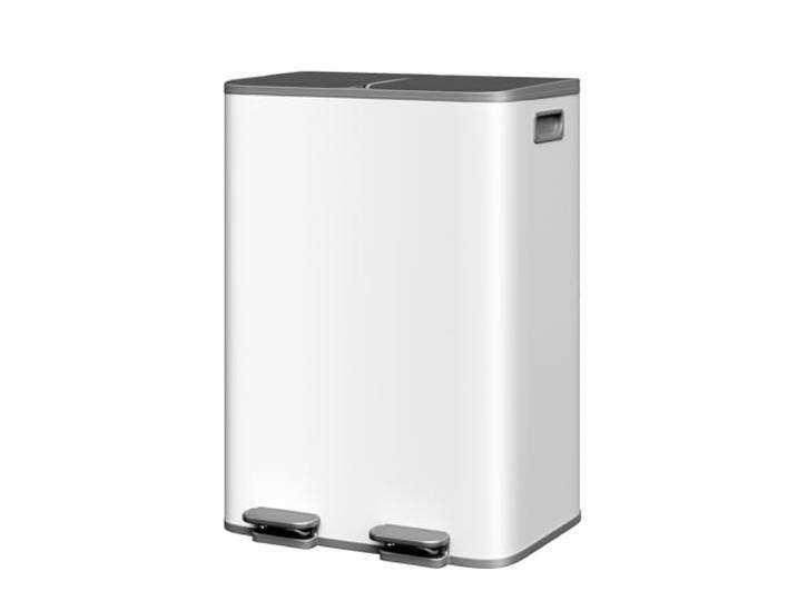 DOTHMVGTD 2x30L Doppelküchen-Mülleimer, Großer Edelstahl-Mülleimer Mit Soft-Close-Deckel, Aufklappbarer Papierkorb, PP-Inneneimer Leiser Deckel Mit Soft-Close-Funktion