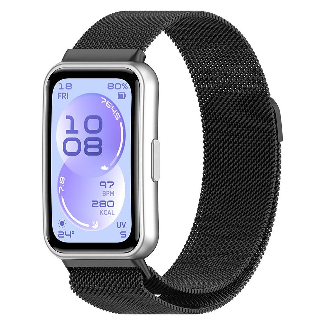 Techsuit - Watchband (W009) - Huawei Band 11 / Band 11 Pro - Black (Edelstahl, Magnet) (68332331)
