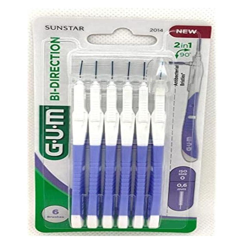 GUM BI-Direction ISO 0 Interdentalbürste für die Hinterzahnreinigung 0,6 mm - 6er-Pack (6x, 0.60 mm) (42130783)