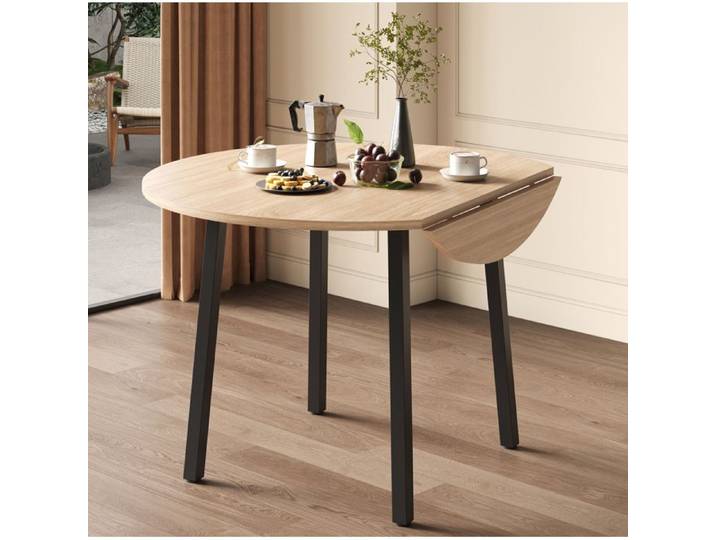 JOINERY Table de salle à manger pliante - 2 abattants peu encombrante - table ronde extensible - Ø 100 x 75 cm