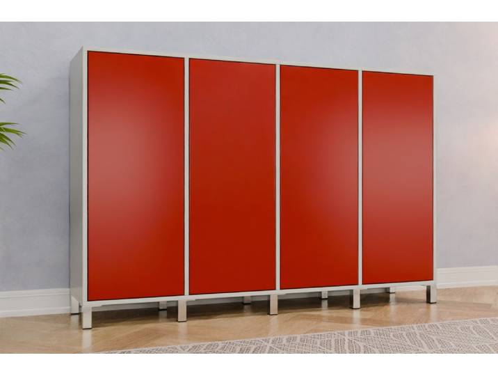 Büro Highboard nach Maß - RAL 3000 Feuerrot - 122x184x42cm - Individuell konfigurieren