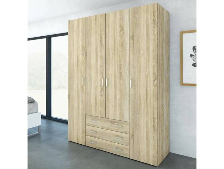 Dmora - Grande armoire Francine 154x49 5h200 4 cm Chêne Panneau effet bois