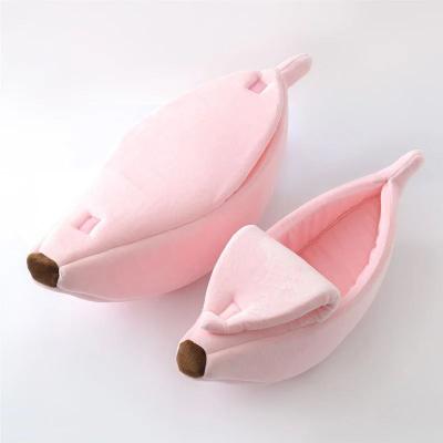 Uplifted Finds Funny Banana Shape Cozy Cat Bed House And Warm Cushion Nest pink m