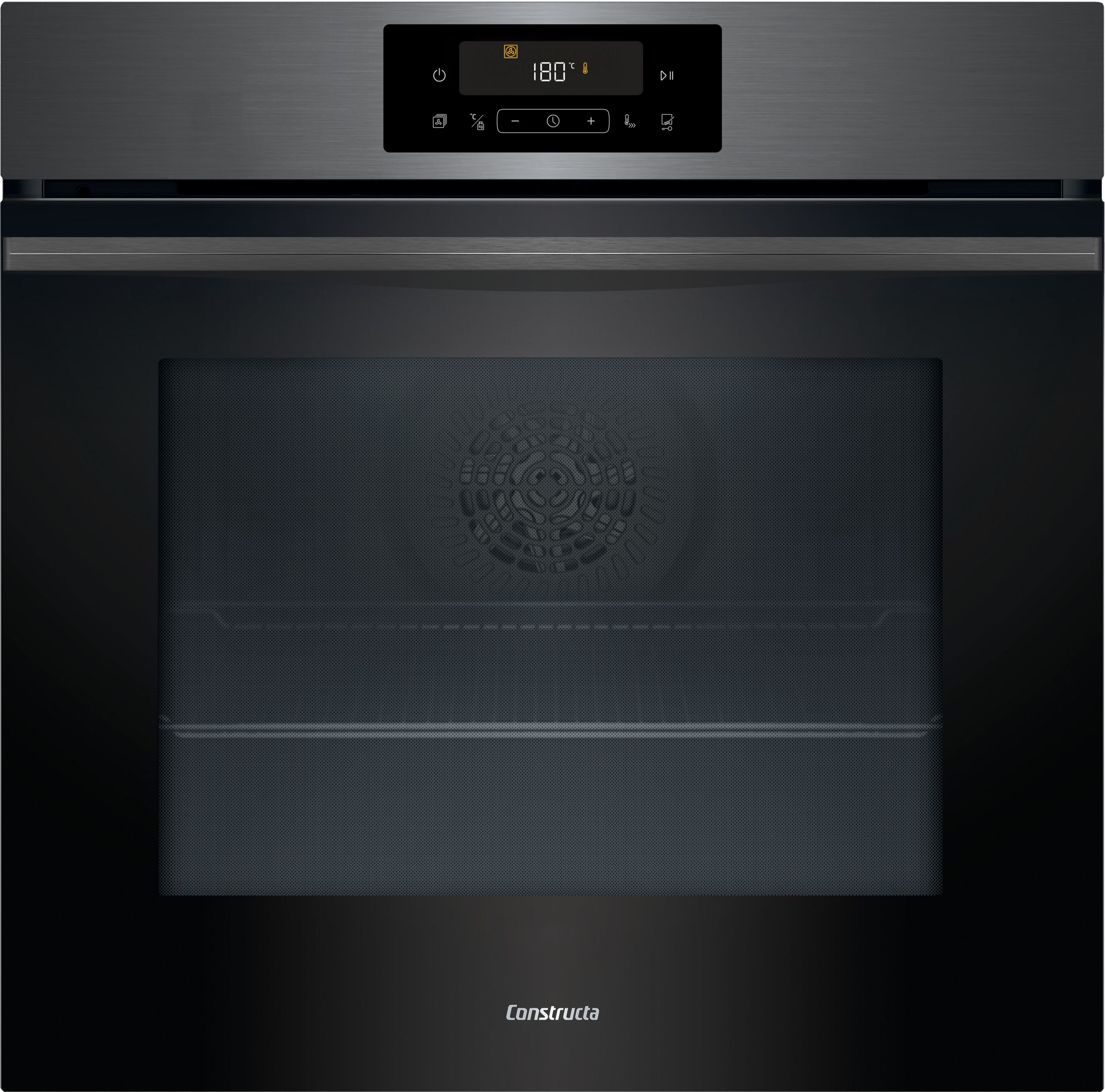 CONSTRUCTA Pyrolyse Backofen "CF3M28083", Energieeffizienz: A+, grau, B:59,4cm H:59,5cm T:54,8cm, Backöfen, Trendiges Black Steel Glasdesign und Air Fry Heizart inklusive, Pyrolyse Backofen
