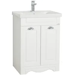 VCM 2-tlg. Waschplatz   Waschtisch Breite 60 cm   Badmöbel Set mit Landhaus Styl   Waschbecken aus Keramik   Landhaus Casalo L