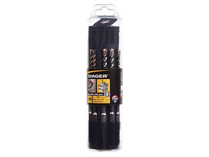 Diager\, Trousse de 10 Forets Béton Booster SDS+ Ø6X160 (X3); Ø8X160 (X3); Ø10X160 (X2); Ø12X160 ; Ø14X160
