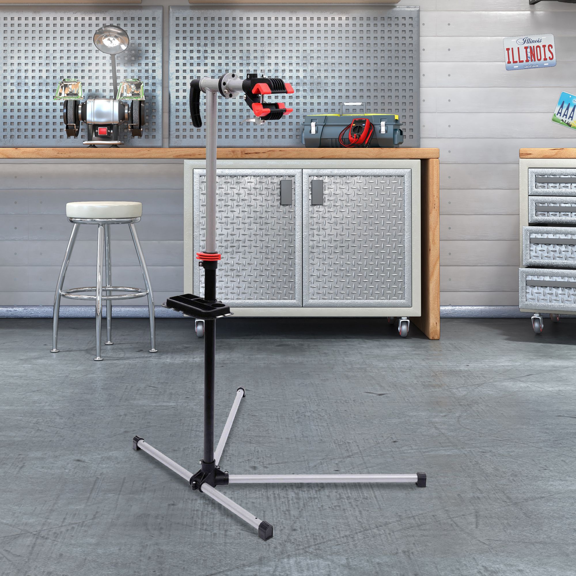 Homcom Cavalletto per Manutenzione Bici con Altezza Regolabile e Rotazione a 360°, 100x66x109-180cm