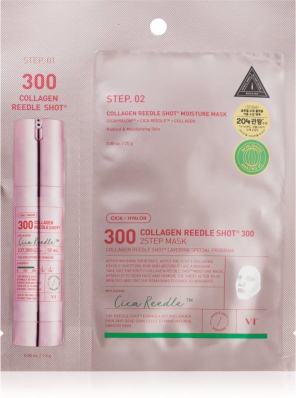 VT Cosmetics Collagen Reedle Shot 300 2 Step Mask lifting and firming mask for two-phase skin treatment 26.5 g