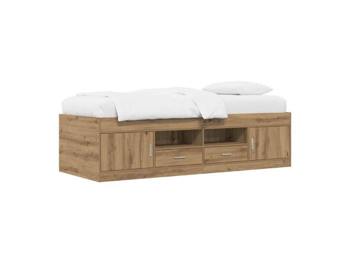 vidaXL Bett Bettgestell mit Stauraum Kunsthandwerk Eiche 80 x 200 cm (1-tlg), Bettgestell mit Stauraum Kunsthandwerk Eiche 80 x 200 cm