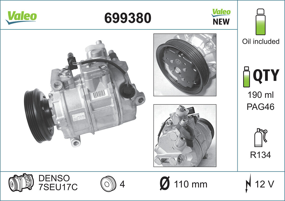 Valeo Kompressor, Klimaanlage New Original Part 699380 Für Audi