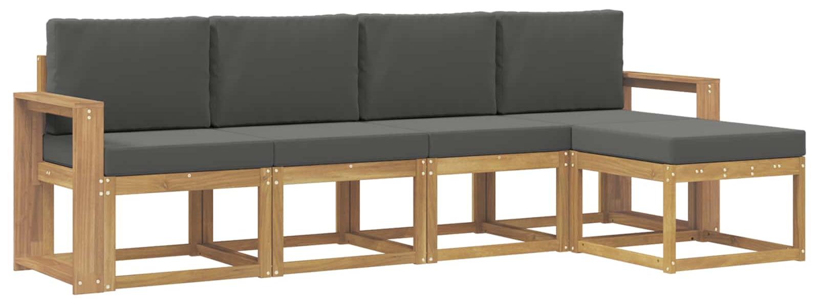 Outdoor-Sofagarnitur mit Kissen 5 pcs Weiß und Anthrazit
