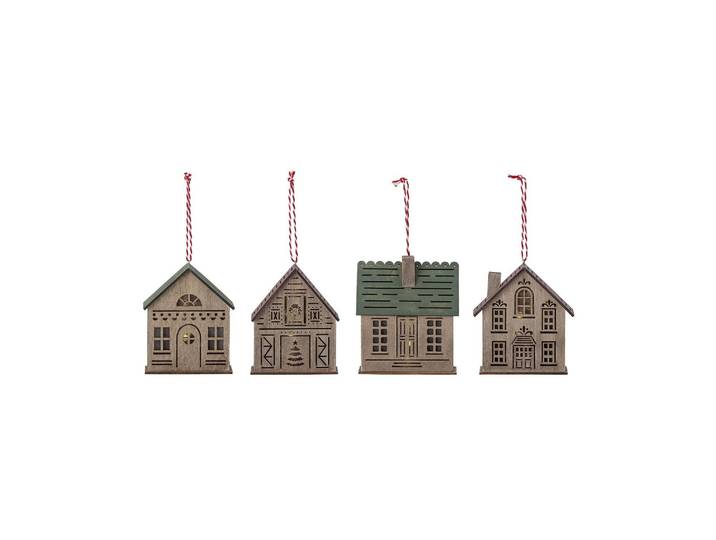 Ornement en contreplaqué marron clair, lot de 4, intérieur/extéri