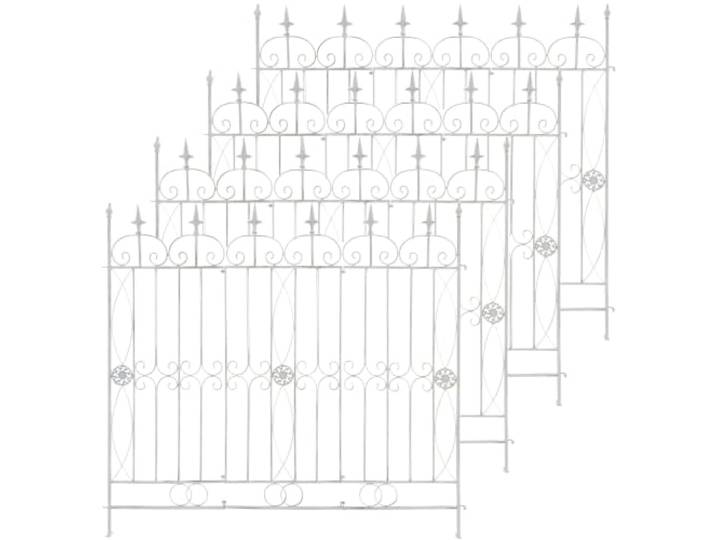 CLP 4er Set Eisen-Gartenzäune Mangold Eisen, modularer Steckzaun ohne Betonieren, Rankzaun im Landhausstil für Garten und Terrasse, Farbe:antik weiß