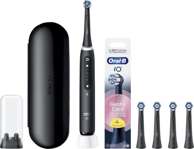 Oral-B iO 5N elektrische tandenborstel Zwart inclusief 4 opzetborstels voor gevoelig tandvlees