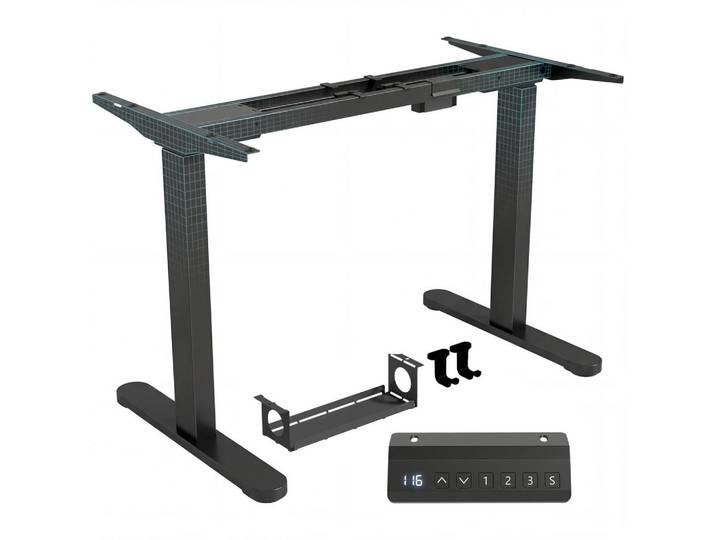 ComfortXL Tischgestell De-09109 höhenverstellbar mit Speicherfunktion Schwarz, Metall, 60x118x100 cm, Büromöbel, Schreibtische, Bürotischgestell