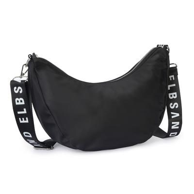 Umhängetasche ELBSAND "Hobo-Tasche, Schultertasche, Minibag, Henkeltasche, Crossbody Bag", Damen, Gr. B/H/T: 37cm x 25cm x 13cm, schwarz, Stoff, Textil, unifarben, Taschen Umhängetasche, Handtasche Damen zum Umhängen aus weichem Material VEGAN