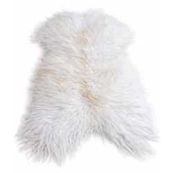 LAMMFELL Island Langhaar natur lockig weich Premium Naturweiß ca. 135 cm