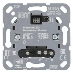 Gira System 3000 Universal LED 540100 Komfort Dimmeinsatz, Schalter + Taster, Grau