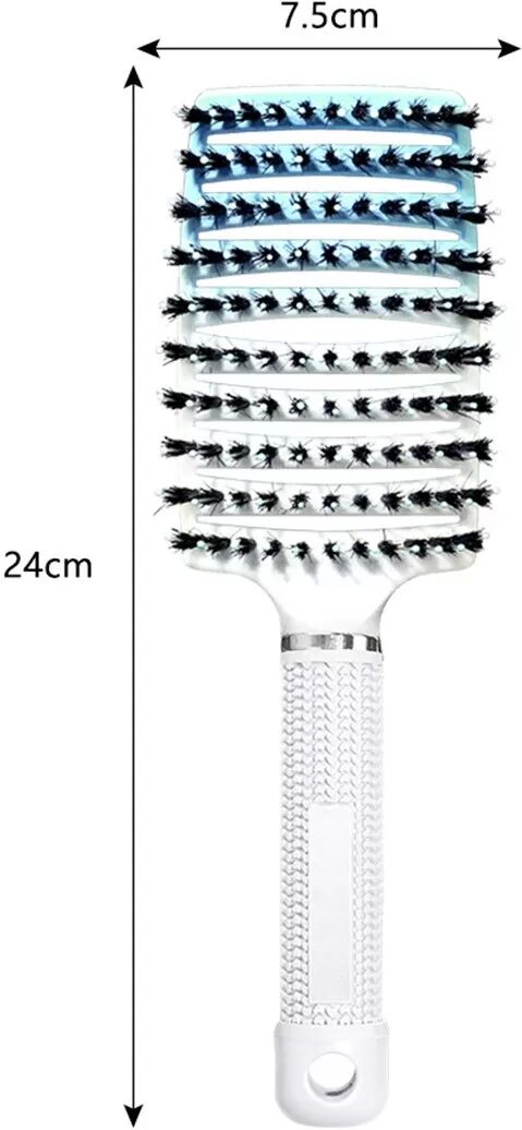 INF Brosse à cheveux incurvée dégradée en poils de sanglier pour volume et coiffage anti-statique Bleu