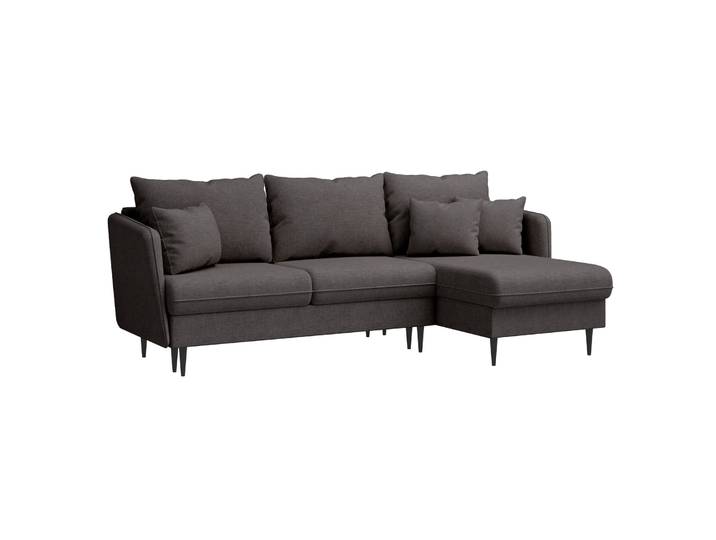Ecksofa mit Schlaffunktion Volio L-förmig dunkelgrauer Chenille