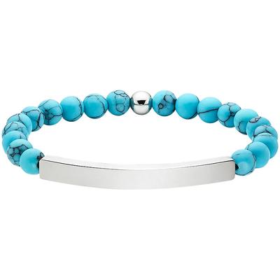 Armband "Schmuck Geschenk flexibles Armband", blau (edelstahlfarben, blau, blau), ANISTON JEWELRY & WATCHES, Armbänder, Damen, 15,5cm, Edelstahl, Armband, mit Aventurin oder Türkis-Imitat