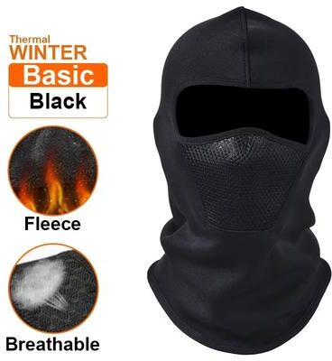 Perfect Picks Market Thermal Winter Balaclava Full Face Mask For Cold Weather Sports And Riding basic Black