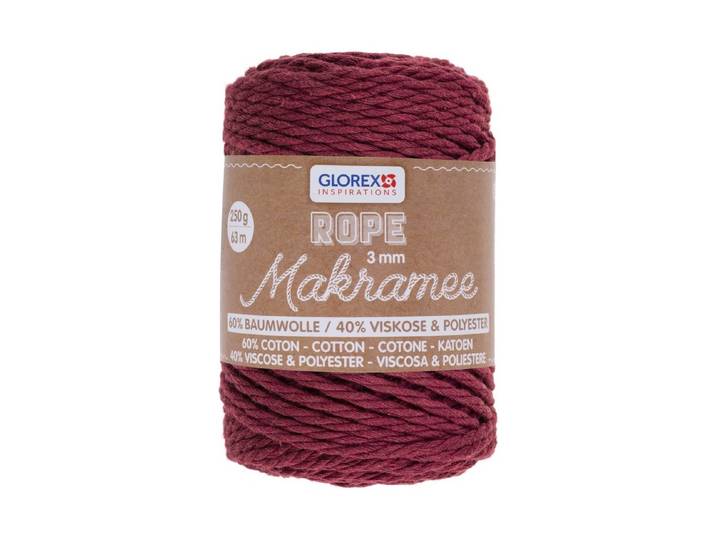 Glorex Makramee Rope Bordeaux 3 mm 250 g