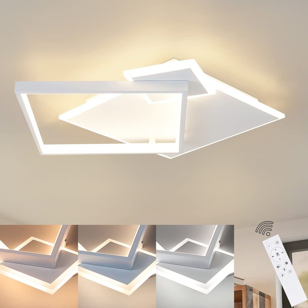 Nettlife Freeman - plafonnier led en métal, coloris blanc, l 46 cm Blanc 46x8x46cm