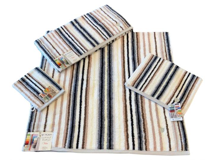 Saunatuch ROSS Multicolor , grau (anthrazit), B:80cm L:200cm, Frottier, Baumwolle, Handtücher, Saunatuch, mit Streifen und gesticktem ROSS-Emblem