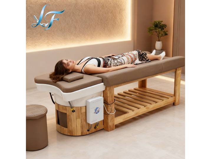 Table de massage, lit de massage, lits de shampoing, mobilier de salon de coiffure, équipement de lavage des cheveux, lit de soin esthétique, canapé-lit, coussin durable