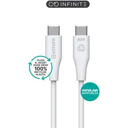 eSTUFF INFINITE Super Soft USB-C to USB-C Cable 3m - 100% Recycled PVC Free Plastic
