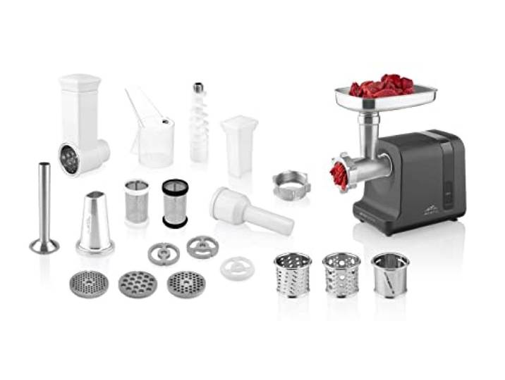 ETA Fleischwolf Besto I 5 in 1 Küchenmaschine I 2500 W I 5 Edelstahl - Einsätze I Schmalz I Wurst I Obst I Gemüse I Beeren- & Saftpresse