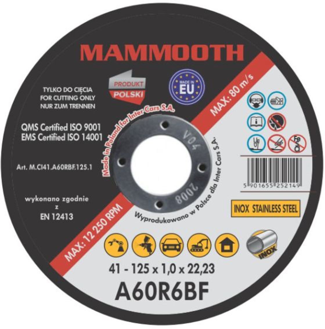 Disque de coupe MAMMOOTH M.CI41.A60RBF.125.1/B