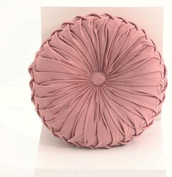Trendy Discount Goods Lumbar Support Throw Pillow Hand Sewn Pleated 3D Velvet Pumpkin Cushion For Sofa Bed Chair pink 35x35cm